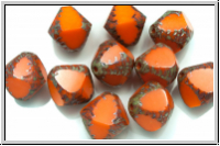 b�hm. Glasperle, Bicone, 12mm, table cut, orange, op., 10 Stk.