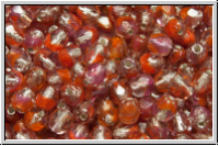 B�hm. Glasschliffperle, feuerpol., 4mm, crystal red ombriert, trans., silver-ld., 50 Stk.