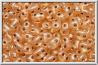 PRECIOSA TWIN Beads, crystal, trans., peach pearl, silver-ld., 10g