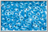 PRECIOSA TWIN Beads, crystal, trans., aqua pearl, silver-ld., 10g