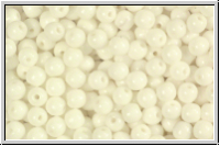 b�hm. Glasperle, rund, 4mm, white, op., 50 Stk.