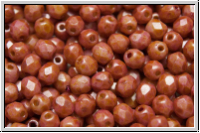 B�hm. Glasschliffperle, feuerpol., 4mm, white, alabaster, orange marbled, 50 Stk.