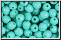 b�hm. Glasperle, rund, 6mm, turquoise, op., 25 Stk.