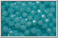B�hm. Glasschliffperle, feuerpol., 4mm, aqua, opal, 50 Stk.