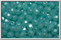 B�hm. Glasschliffperle, feuerpol., 4mm, aqua, opal, luster, 50 Stk.