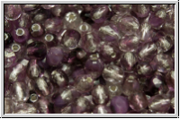 B�hm. Glasschliffperle, feuerpol., 4mm, crystal lila ombriert, trans., silver-ld., 50 Stk.