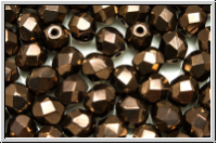 B�hm. Glasschliffperle, feuerpol., 6mm, bronze, met., 25 Stk.