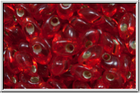 LMA-0010, MIYUKI Long Magatama, 4x7mm, red, trans., silver-ld., 80 Stk.