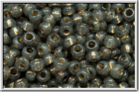 RR-08-0650, MIYUKI Rocailles, 08/0, grey (dyed), alabaster, silver-ld., 10g