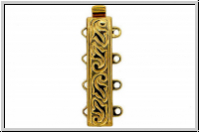 Federschlie�e "floral", Metall, 23kt gold plated, goldfb., 2x4 �sen, 1 Stk.