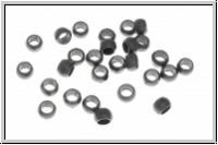 Quetschperlen, rund, 2x1,3mm, hematitefb., Messing, 50 Stk.