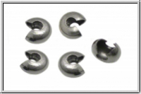 Kaschierperlen, "Crimp Cover", 4mm, glatt, hematitefb., Messing, 10 Stk.