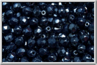 B�hm. Glasschliffperle, feuerpol., 4mm, blue, night, op., luster, 50 Stk.