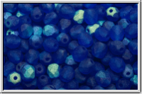 B�hm. Glasschliffperle, feuerpol., 4mm, cobalt, trans., matte, AB, 50 Stk.