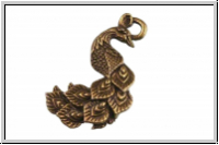 Anh�nger "Pfau", 19x33x3mm, antikmessingfb., Tibetsilber, 1 Stk.