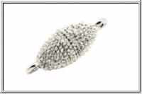Magnetverschluss Olive mit Noppen", 22x9mm, silberfb., Metall, 1 Stk.