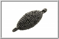 Magnetverschluss Olive mit Noppen", 22x9mm, hematitefb., Metall, 1 Stk.