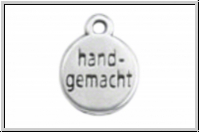 Anh�nger "handgemacht-Label", 10x12,5x1,5mm, antiksilberfb., Metall, 1 Stk.
