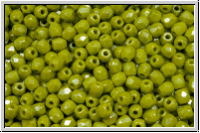 B�hm. Glasschliffperle, feuerpol., 3mm, olivine, lt., op., luster, 50 Stk.