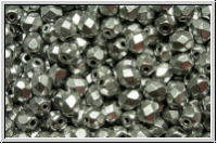 B�hm. Glasschliffperle, feuerpol., 4mm, silver, met., satin, 50 Stk.