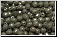 B�hm. Glasschliffperle, feuerpol., 4mm, grey, dk., op., luster, 50 Stk.
