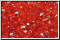 B�hm. Glasschliffperle, feuerpol., 4mm, orange, dk., trans., AB, 50 Stk.