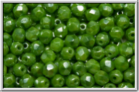 B�hm. Glasschliffperle, feuerpol., 4mm, green, silk, luster, 50 Stk.