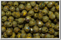 B�hm. Glasschliffperle, feuerpol., 4mm, sunflower, op., picasso, 50 Stk.