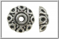 Perlenkappe "8 Kreise", 7,5x2,8mm, antiksilberfb., Tibetsilber, 10 Stk.