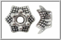 Perlenkappe "Punktestern", 6x3,4mm, antiksilberfb., Tibetsilber, 10 Stk.