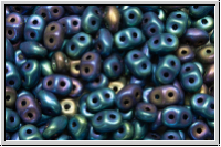 SD-23980-21135, SuperDuo Beads, blue, met., iris., matte, 10g