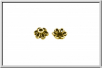 Perlenkappe "Anemone", 6x2,5mm, antikgoldfb., Messing, 10 Stk.