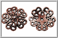 Perlenkappe "Herzchenmuster", 18x4mm, antikkupferfb., Tibetsilber, 1 Stk.