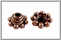 Perlenkappe "Daisy", 5x3mm, antikkupferfb., Tibetsilber, 10 Stk.