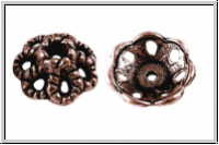 Perlenkappe "Anemone", 9x4mm, antikkupferfb., Tibetsilber, 10 Stk.