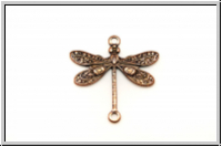 Verbinder "Small Dragonfly 2-Ring" TRINITY BRASS, 17x16mm, antikkupferfb., Messing, 1 Stk.