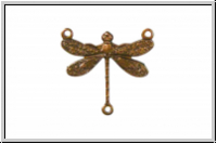Verbinder "Small Dragonfly 3-Ring" TRINITY BRASS, 17x16mm, antikmessingfb., Messing, 1 Stk.