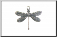 Anh�nger "Small Dragonfly " TRINITY BRASS, 19x15mm, antikversilbert, Messing, 1Stk.