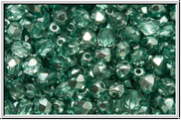 B�hm. Glasschliffperle, feuerpol., 4mm, crystal, trans., half apollo, seafoam, 50 Stk.