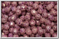 B�hm. Glasschliffperle, feuerpol., 4mm, white, op., pink marbled, 50 Stk.