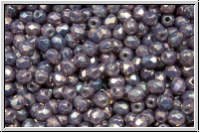 B�hm. Glasschliffperle, feuerpol., 3mm, white, opal, purple iris., 50 Stk.