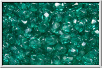 B�hm. Glasschliffperle, feuerpol., 4mm, teal, trans., luster, 50 Stk.