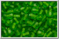 B�hm. Glasschliffperle, feuerpol., 4mm, green, kelly, lt., trans., matte, 50 Stk.