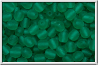B�hm. Glasschliffperle, feuerpol., 4mm, emerald, lt., trans., matte, 50 Stk.