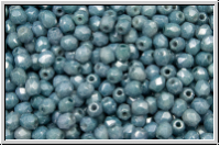 B�hm. Glasschliffperle, feuerpol., 3mm, white, op., blue/grey marbled, 50 Stk.