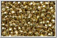 B�hm. Glasschliffperle, feuerpol., 3mm, gold, met., 50 Stk.
