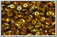 SD-10060-26441, SuperDuo Beads, topaz, trans., half brass, 10g