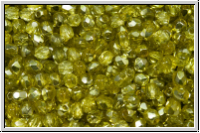 B�hm. Glasschliffperle, feuerpol., 3mm, crystal, trans., half apollo, zest, 50 Stk.