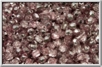 B�hm. Glasschliffperle, feuerpol., 3mm, crystal, trans., half apollo, pink, 50 Stk.