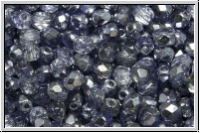 B�hm. Glasschliffperle, feuerpol., 4mm, crystal, trans., half apollo, tanzanite, 50 Stk.